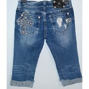 Miss Me Blingy Distressed Jeans Cropped / Capri Women's Women's 26 JE5340C2